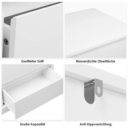 Getone White Chest of Drawers Bedroom, Tall Chest of Drawers with 6 Drawers, Bedroom Furniture Dresser Storage Cupboard Cabinet  Bedroom Dresser, for Dining Room Living Room Hallway 120x40x82cm - QUORE
