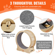 VEVOR Katten Loopwiel Stil - 29,5 Inch Kattenloopwiel - Looprad Kat - Eenvoudige Montage en Reiniging - Houten Kattenloopwiel met Afneembaar Tapijt - QUORE