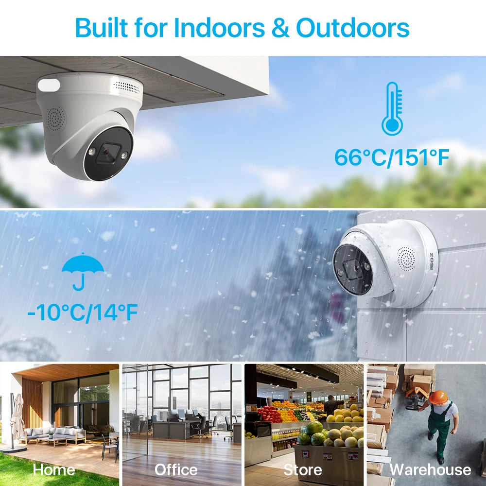 Beveiligingscamerasysteem - Openlucht - CCTV camerasysteem - 4K PoE - met 4x 8MP Camera’s - Waterdichte - Bewakingscamera - Beveiligingscamera - 8-Kanaals NVR - AI Detectie en 2TB Opslag - Uitbreidbaar tot 16 Camera’s