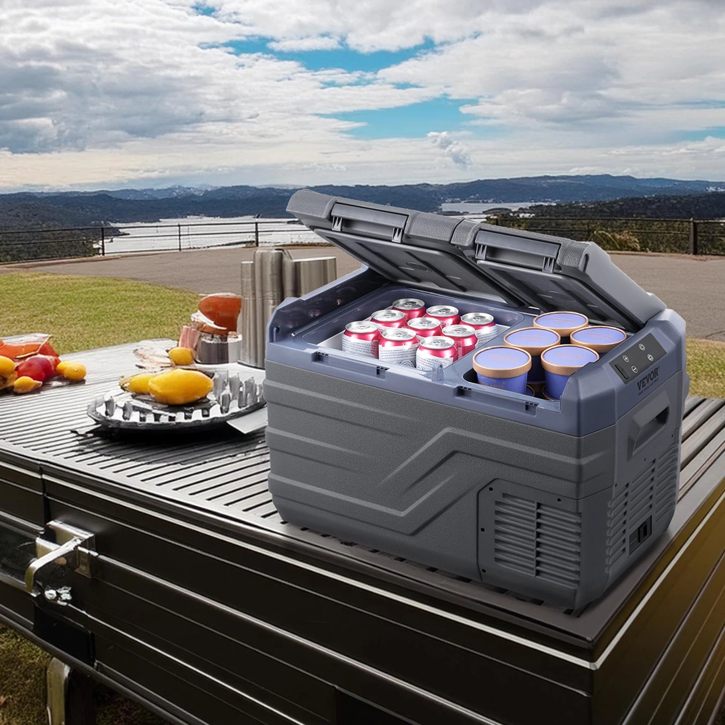 Succebuy Car Refrigerator Dual Zone Portable Freezer Car Refrigerator Fridge Adjustable Range 12/24V DC and A Compressor Freezer