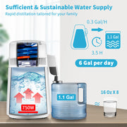Water Filter - Water Distiller - Water Filter Survival - Water Distiller - Water Purifier - Distilled Water Maker - 0-99H Timing - Set Temperature - Display - 304 Stainless Steel Countertop Distiller - White