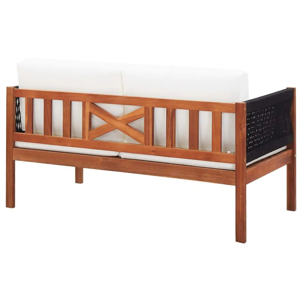 Tuinbank – Buitenbank – Zitbank – Acaciahout – Weerbestendig – Comfortabele Kussens - 122 x 65 x 60 cm - Hout & Zwart