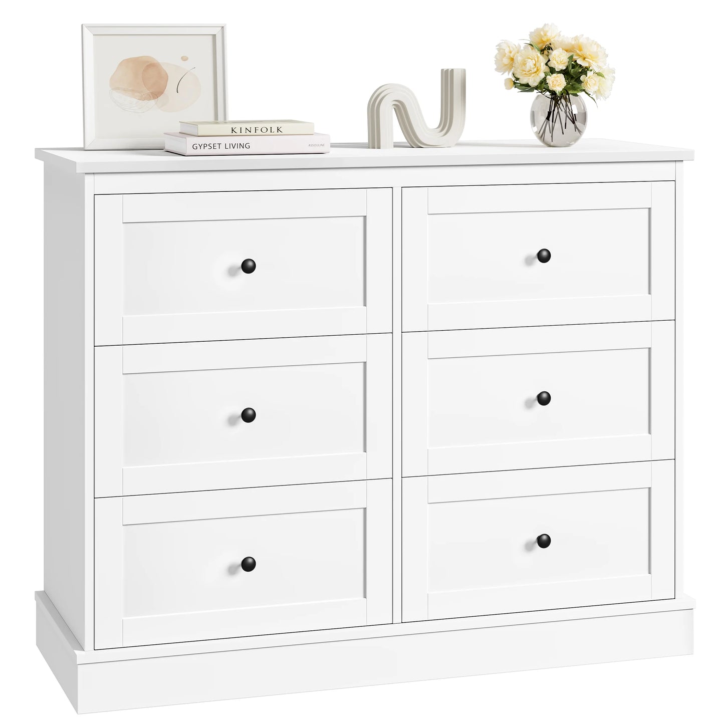 Getone Chest of Drawers Bedroom, Tall Chest of Drawers with 6 Drawers, Bedroom Furniture Storage Cupboard Cabinet  Bedroom Dresser, for Living Room Hallway 60x40x100cm, 108x87x40cm Wooden
