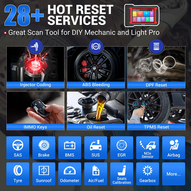 K7 - OBD2 Scanner - Diagnosecomputer - Storing Verwijderen - Volledige systeemdiagnose - Uitleesapparatuur Auto - Diagnose Auto - Autodiagnosetool - 28 Resetten - Globale Versie - Zwart