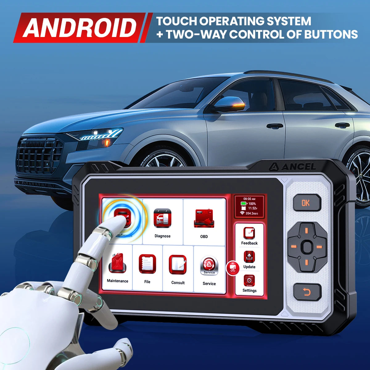 OBD2 Autodiagnose Scanner – Auto Diagnose Tool – Foutcode Scanner – Diagnostisch Apparaat – Tweerichtingscontrole – 6,2 Inch Hd Touchscreen – Wifi Updates