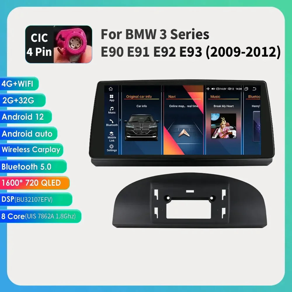 2DIN Android Autoradio – Multimedia Systeem – Navigatie Unit – Touchscreen Radio – Auto Entertainment – 10,33 Inch QLED Scherm – 8GB RAM 128GB Opslag – GPS & CarPlay Support – BMW E60 05-08 CCC Variant