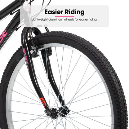 HILAND Bamcbase Womens Mountain Bike, 24 26 Inch 18 Speeds Hybrid Commuter Bicycle for Adults, Sport Hardtail Trail MTB