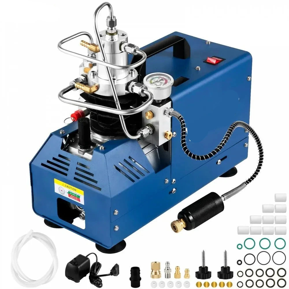 Hogedruk Luchtcompressor - Elektrische PCP Luchtpomp - met Handmatige Uitschakeling - en Veiligheidsventiel - Stil Watergekoeld - 1800W - 220V - 4500 PSI - Voor PCP Geweer - Paintball en Duiken