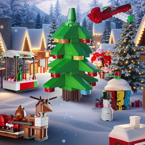 Adventskalender - Kerst Adventskalender - Matrijzenkoning - Kerst Bouwsteen - Assemblage Bouwsteenspeelgoed - Kinderkerstcadeau - Speelgoed - Speelset - Groene Doos