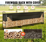 Wood Storage - Outdoor Wood Storage - Wood Shed - Heavy Duty Wood Rack - 600D Oxford Waterproof Cover - for Fireplace and Patio - 386.2 x 36 x 117cm - Black