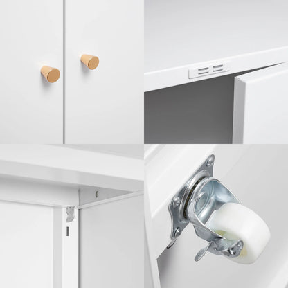Metalen Kast Op Wielen – Mobiele Opbergkast – Bureaukast – Kantoorkast – Compact Formaat – Verstelbare Plank – Magnetische Deuren