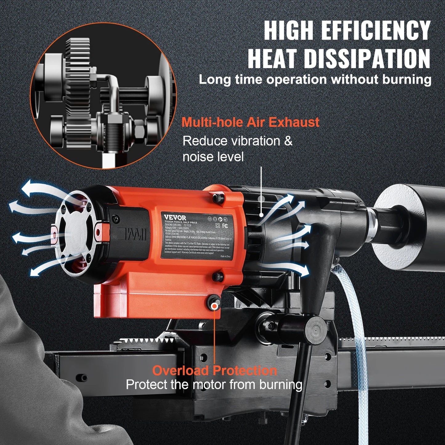 Kernboormachine Nat & Droog – Diamantboormachine – Betonboor – Elektrische Boormachine – Boorstandaard – 3200W Krachtige Motor – 8 Inch Boordiameter - QUORE