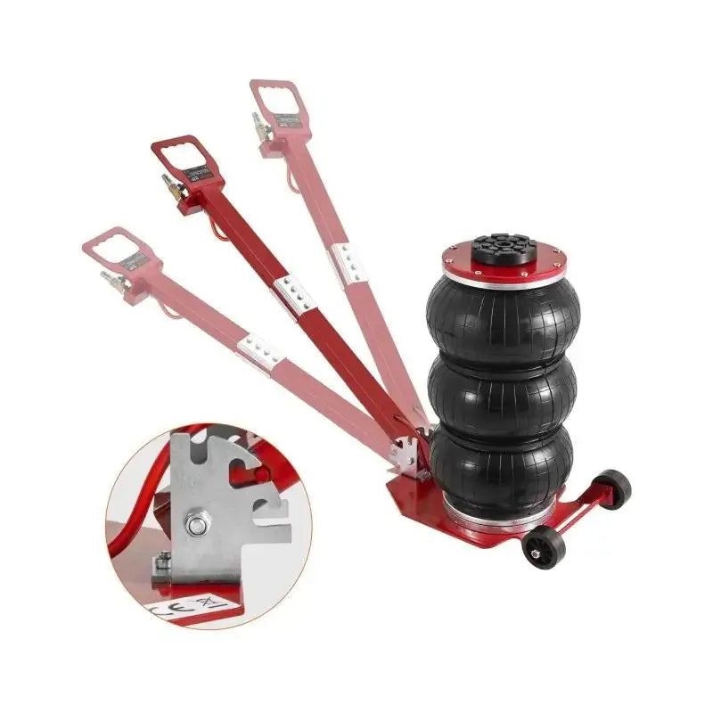 Pneumatische Krik - Autokrik - Garagekrik - Krik - 5 Ton - Verstelbare Triple Bag Air Jack met Wielen en Inklapbare Stang voor Zware Voertuigen - Luchtkussen Krik