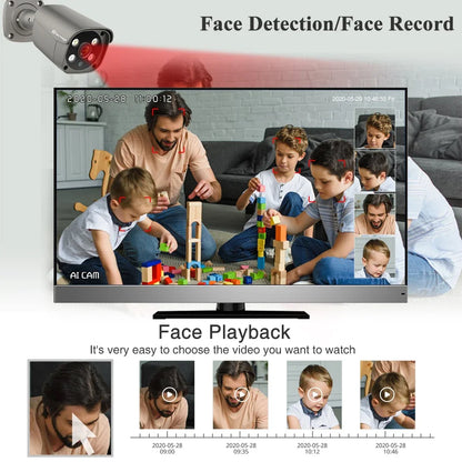 Techage 16CH 5MP POE NVR Kit Security Camera System Two Way Audio H.265 IP AI Camera Outdoor P2P CCTV Video Surveillance Set