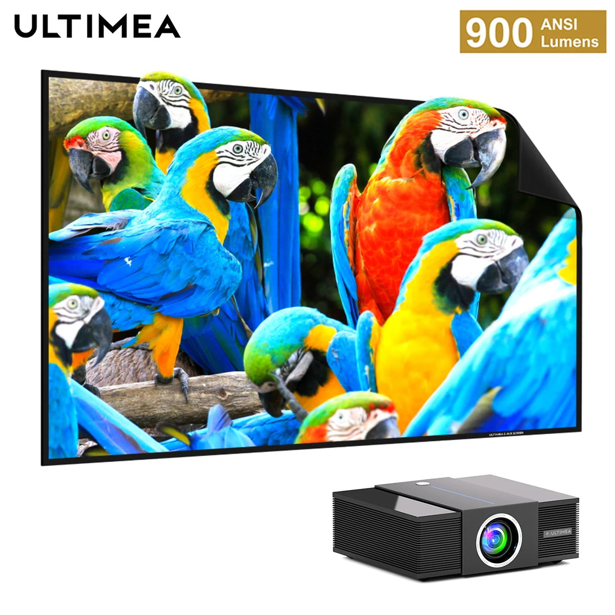 ULTIMEA Apollo P60 Full HD 1080P 5G WiFi Projector & 120″ E-ALR Projector Screen Bundle For 4K Home Theater, Outdoor Cinema