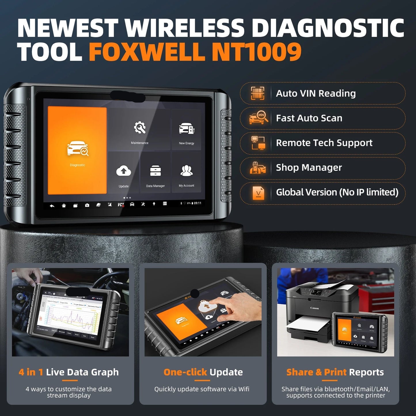 Autodiagnosetool – Auto Scanner – Diagnoseapparaat – Foutcode Lezer – Systeemdiagnose – 10,1 Inch Touchscreen – Bi-Directionele Controle