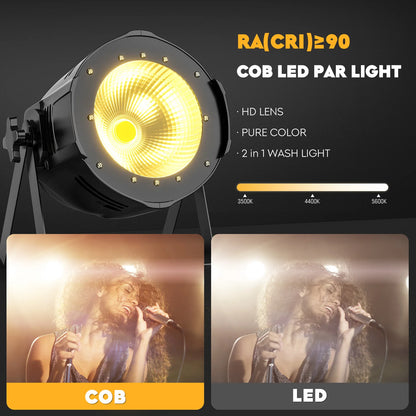 COB Par Lights – LED Stage Verlichting – DJ Spots – Feestverlichting – Kerklampen – 4-delige Set EU Plug – Instelbare Kleurtemperatuur – 100W Power