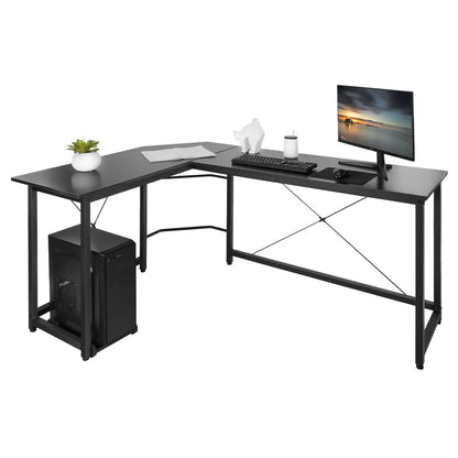 L-vormig Bureau - Game Bureau - Laptoptafel - Desk - Hoekbureau - 190cm x 120cm x 75cm - Gaming Bureau - Geschikt voor Gaming, Werk & Studie - Zwart - QUORE
