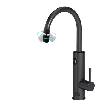 Kraan - Keukenkraan - Elektrische Instant  Waterverhitter Kraan - Thermostaatkraan - 220V - RVS Verwarmde Kraan met Universele Adapter - Mat Zwart