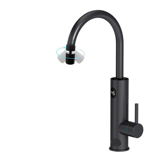 Kraan - Keukenkraan - Elektrische Instant  Waterverhitter Kraan - Thermostaatkraan - 220V - RVS Verwarmde Kraan met Universele Adapter - Mat Zwart