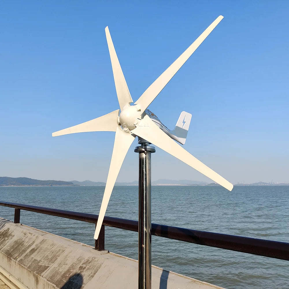 Windturbine - Windmolen - Windturbine Generator - Windenergie - 3000W - 48V - Gratis Energie Turbine met MPPT Oplaadcontroller voor Huishoudens - Wit