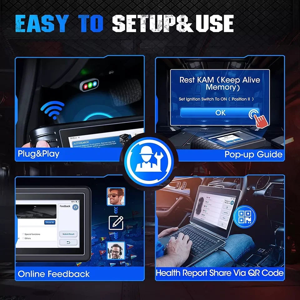OBD2 Diagnosetool – Autodiagnose Scanner – Auto Scanner – Diagnosescanner – Draadloos – 6-Inch Touchscreen – Bluetooth Verbinding