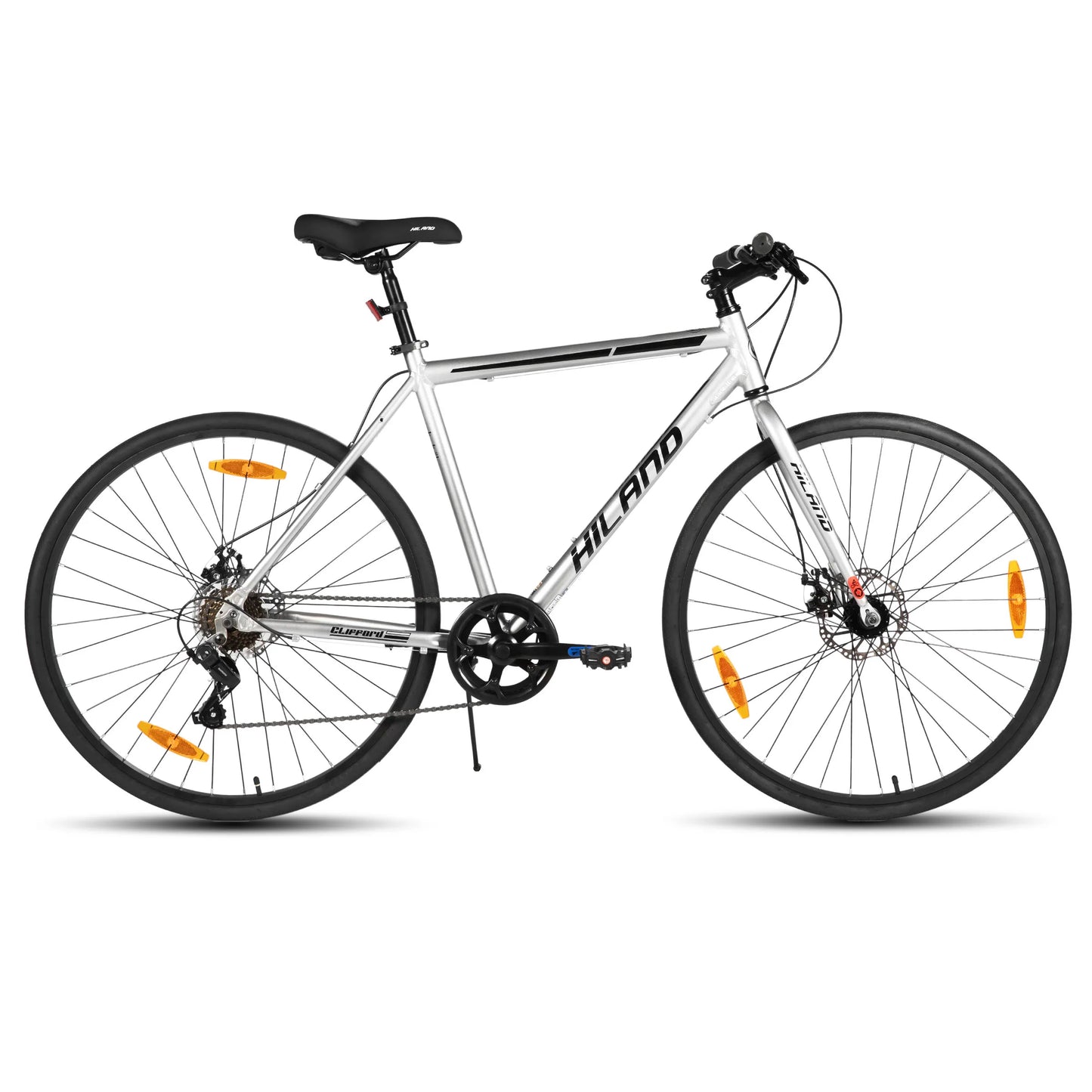 Hiland 700C Men's and Women's Road Bike, Lightweight Aluminum Frame, 7-Speed Dual Disc Brake Racing, 28-Inch Commuter Road Bike - QUORE