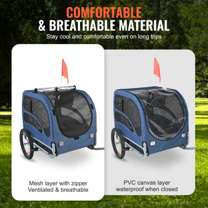 Fietskar - Fietsaanhanger - Transportaanhanger - met Schokdemper - Draagkracht 45kg - Inklapbare Aanhanger - Dekzeil - Veiligheidsvlag - Perfect voor Dagelijks Transport - Koolstofstaal - 600D Oxford-doek - 144 x 72.5 x 84.5 cm - Blauw