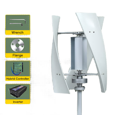 Windturbine – Compacte Windmolen – Duurzame Energie – Verticale As – Stille Generator – 2000W – Glasvezelbladen - 12V - Met Off-grid Systeem 1
