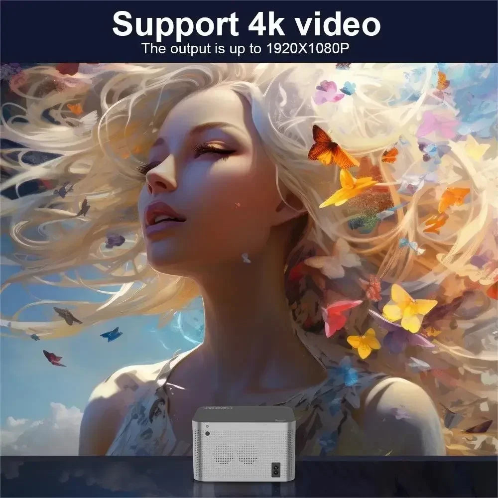 4K Android Projector – Mini Projector – Home Cinema Projector – Draagbare Beamer – Wifi Projector – Full HD 1080p Resolutie – Wifi 6 & Bluetooth 5.0 Connectivity