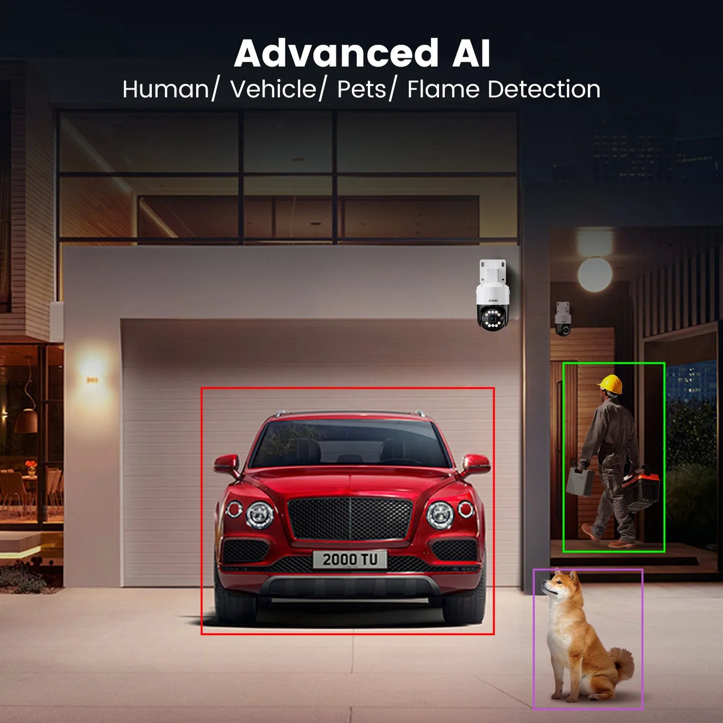 Beveiligingscamerasysteem - Openlucht - CCTV camerasysteem - PoE - met 4x 8MP Cameras - IP66 Waterdichte - Bewakingscamera - Beveiligingscamera - AI Detectie, PTZ en 2TB Opslag- 4K NVR Uitbreidbaar tot 16 Camera’s