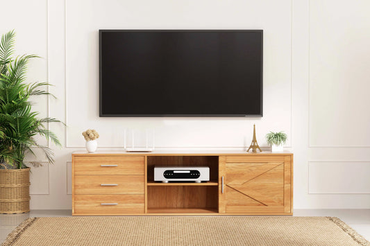 Lowboard TV-meubel – TV-meubelkast – TV-dressoir – TV-standaard – TV-kast – Natuurlijk Hout – 160 × 45 × 35 cm – FSC-gecertificeerd E1-hout met krasbestendige melamine afwerking