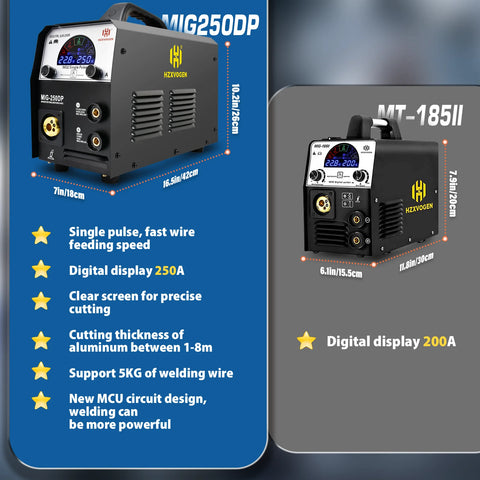 Hzxvogen - Lasmachine - Elektrische Lasser - 5 in 1 - MIG/MAG/TIG/MMA - Halfautomatische Lasmachine - Gas/Non-Gas - Mig Professionele Pulse Aluminium Lasser - Zwart