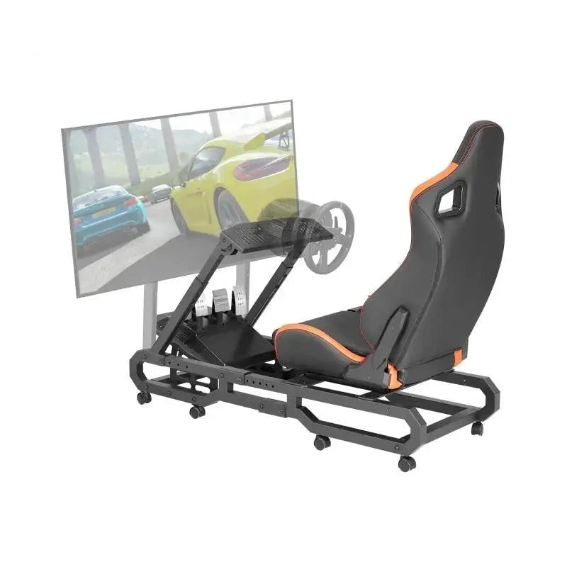 Racestoel - Cockpit Simulator - Volledig Verstelbaar - Met Beeldscherm Bevestiging - Bruikbaar met Racestoel - Stabiel Frame - Groot - 330 kg Draagkracht - Met Comfortabele Stoel