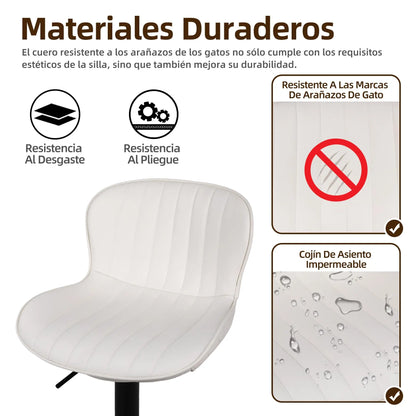 Barkrukken – Hoge Krukken – Barstoelen – Keukenstoelen – Set Van 4 – Verstelbare Hoogte – Comfortabele Rugleuning – Met Voetsteun – Beige