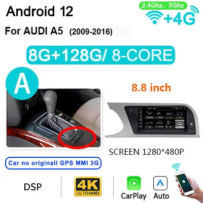 Android 14 Car Radio – Multimedia Speler – Auto Radio – Navigatie Systeem – Touchscreen Stereo – 8,8 Inch Scherm – Wifi 4G LTE – Draadloze CarPlay & GPS