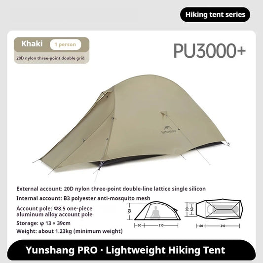 Campingtent – Kampeertent – Trekkingtent – Pop-up Tent – Lichtgewicht Tent – Ultralicht 1-2 Persoons – Waterdicht 2000 mm Nylon – Compact Opvouwbaar
