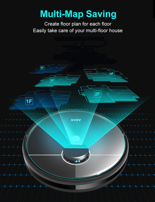 Robotstofzuiger - Stofzuiger - Automatisch leegstation - Laserlidar - 6500PA - 14,8V - 32W - 3200mA - Multi-Floor Mapping - Zwart