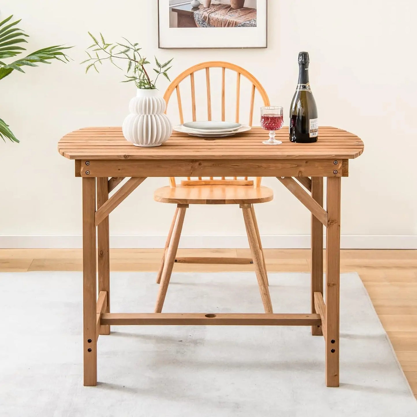 Tuintafel van massief hout - eettafel met luifelgat - terrastafel - houten tafel voor achtertuin - tuin - 100 x 60 x 75 cm - QUORE