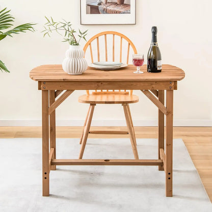 Massieve Houten Tuin Tafel – Buiten Eettafel met Parasolgat – Houten Terrastafel voor Tuin, Terras of Achtertuin – 100 x 60 x 75 cm
