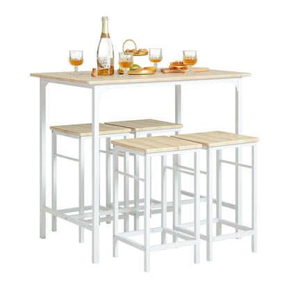 Bartafelset – Barset – Bistroset – Eettafelset – Barkrukset – 5-delig – MDF Tafelblad – Stevig Metalen Frame – Compacte Afmetingen – Comfortabele Barkrukken - QUORE