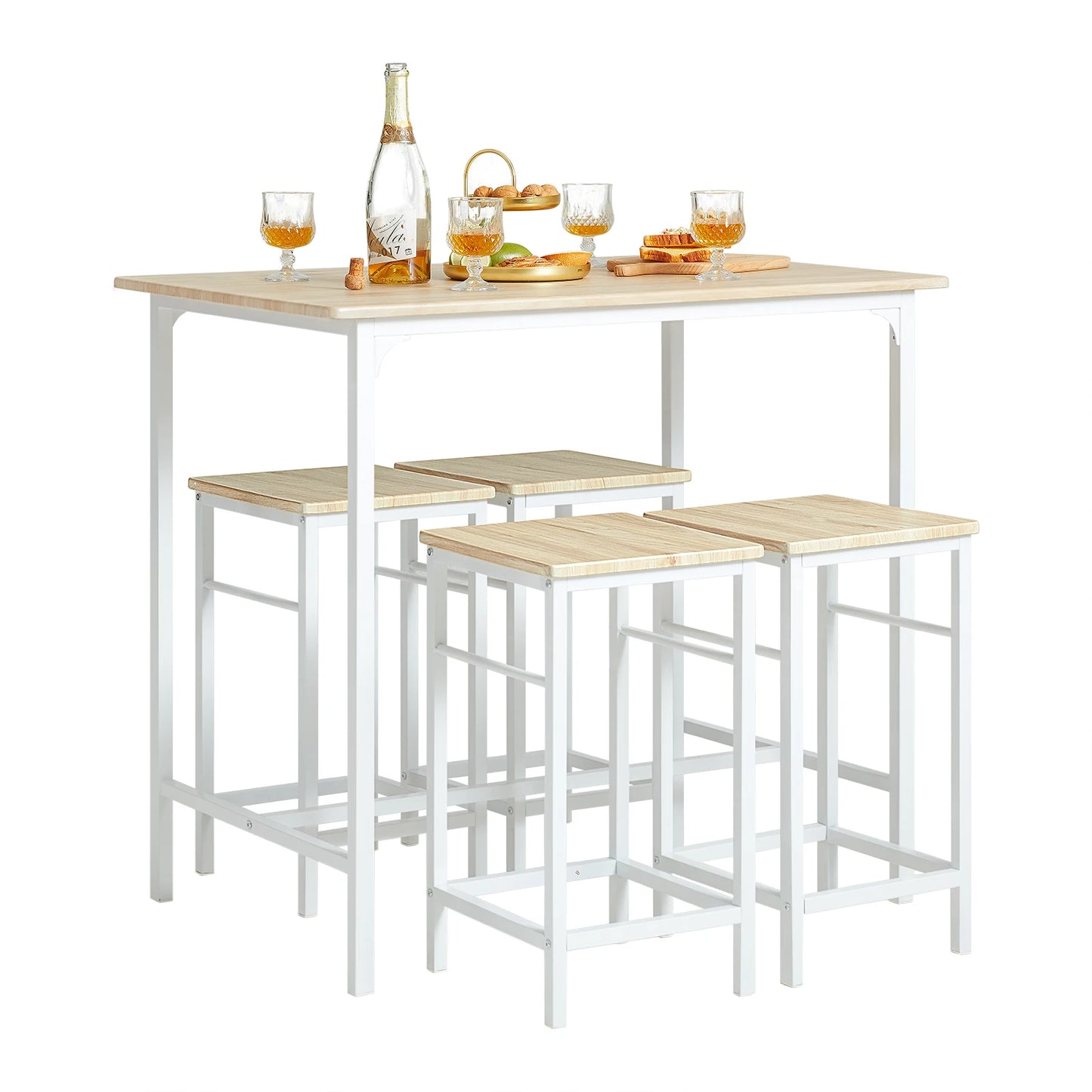 Bartafelset – Barkastset – Barset – Bistroset – Eettafelset – Donkergrijs – MDF Met Metalen Frame – Compacte Afmetingen 100x87x60 cm - QUORE