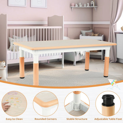 Kindermeubelset – Kindertafel – Kinderstoelenset – Speeltafel Kinder – Kinder Bureau – Verstelbare Hoogte – Duurzaam PVC & Plastic Hout - Geel - QUORE