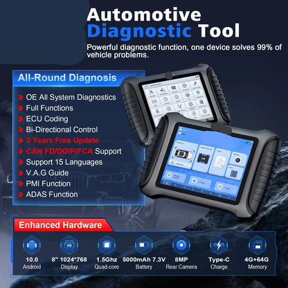 Autodiagnosetool – Auto Scanner – Diagnoseapparaat – Foutcode Lezer – ABS Airbag Motor Controle – 8 Inch Scherm – 3 Jaar Updates