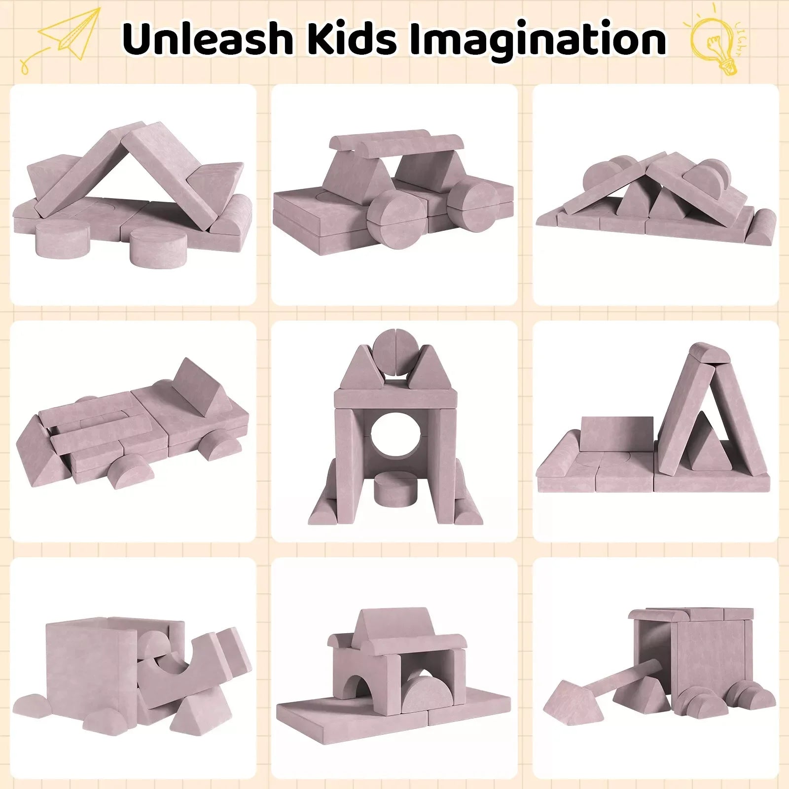 Modulaire Kindersofa – Speelbank – Kinderspeelbank – Speelmeubel – Peutersofa – Fluweelzachte Stof – 14-Delige Set - QUORE