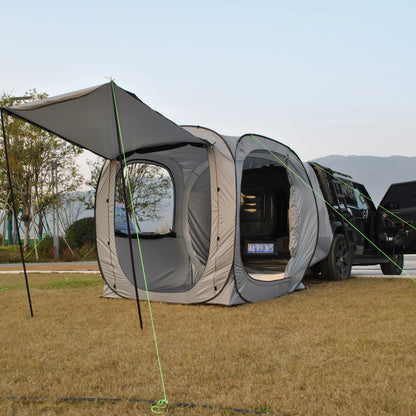 Pop-up Auto Tent - Car Tent - Bustent - Koepeltenten - voor 4-Persoons - Campingtent voor SUV - Caddy - Daktent - Waterdicht - All-Weather Vouwtent met Luifel - voor SUV & Aanhanger - Lichtgrijs