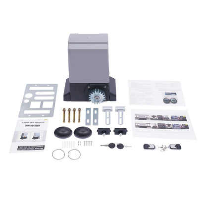 Schuifpoortopener - Elektronisch poortopener - Automatische Poortopener - Hekopener - 750W - Elektrische Schuifpoortopener - Max 1600kg - 1400RPM - Stille Motor met Afstandsbediening & Sleutels - QUORE