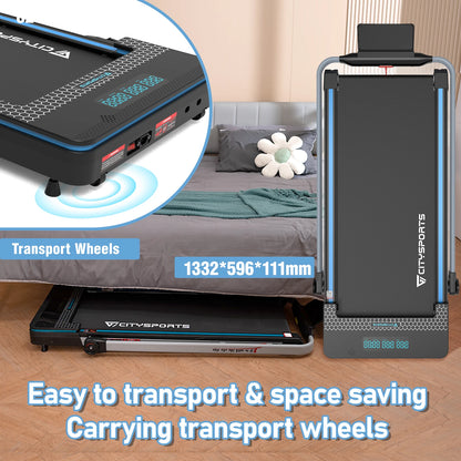 Loopband - Wandelband - Walking Pad - Walkingpad - Treadmill - Loopband voor onder het bureau - Loopband voor Hardlopen - Treadmill Foldable - 2 in 1 - Opvouwbare loopband - Zwart - QUORE