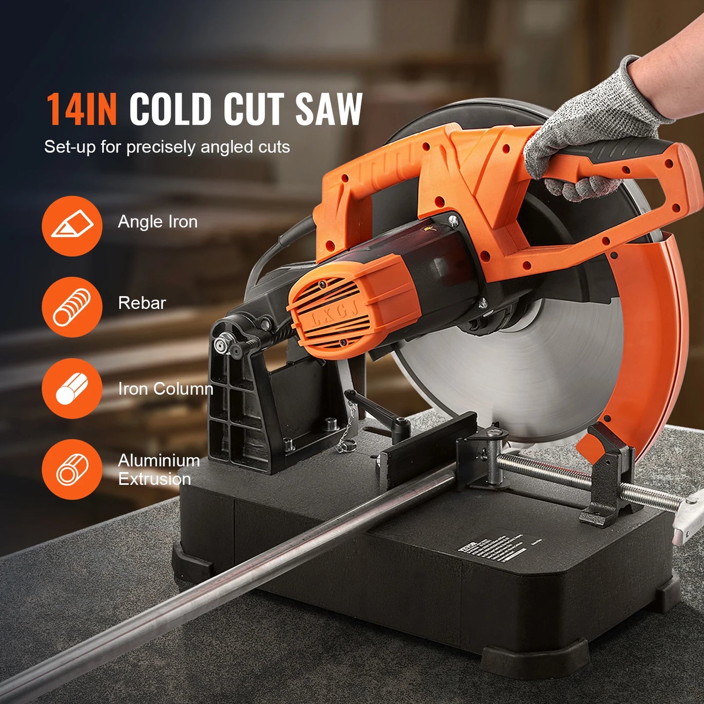 Afkortzaag Metaal – Doorslijper – Verstekzaag – Cirkelzaag – Chop Saw – 14 Inch Zaagblad – 2800W Krachtige Motor – Verstelbare Hoek 0-45°