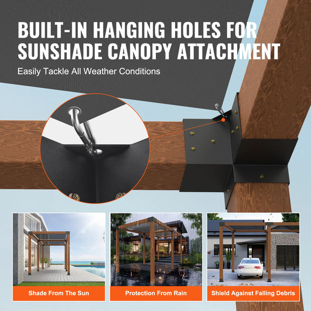 Pergola - Pergola Bracket Kit - Pergola Metal - Pergola Kit - Pergola Corner Connection - 4x4inch - 3 Way Easy Installation - For Gazebos Patio Pergolas Log Cabin Outdoor Hardware - 2PCs